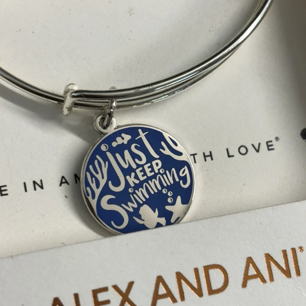 New Disney Alex & Ani Bracelet Nemo Dory Just Keep Swimming Swim HTF